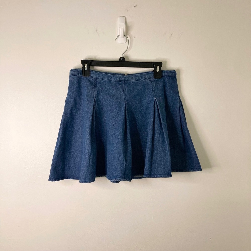 Y2k Vintage SO Goods For Life Preppy Pleated Denim Mini Skirt Schoolgirl Skater